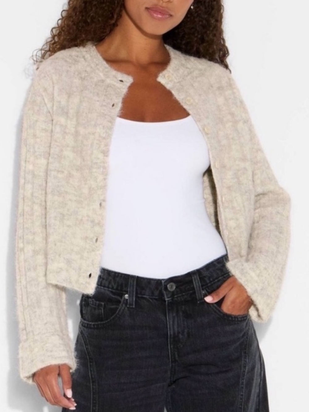 wild fable Heather gray Button-Front Cardigan